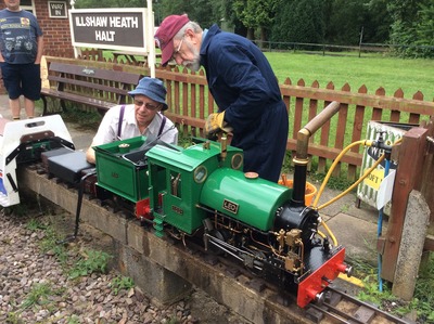 Mike Bentley with his(recently acquired)5"Gauge 0-4-2T Sweet Pea