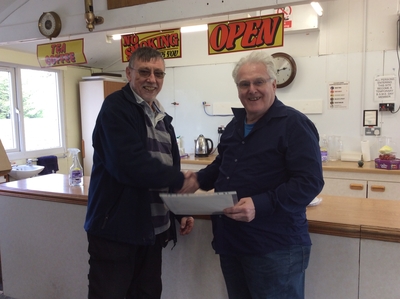 Keith Bloor winner of the Picknell Cup with his Brake Van receiving his certificate from the President